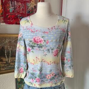 no brand pastel floral long sleeve sweater